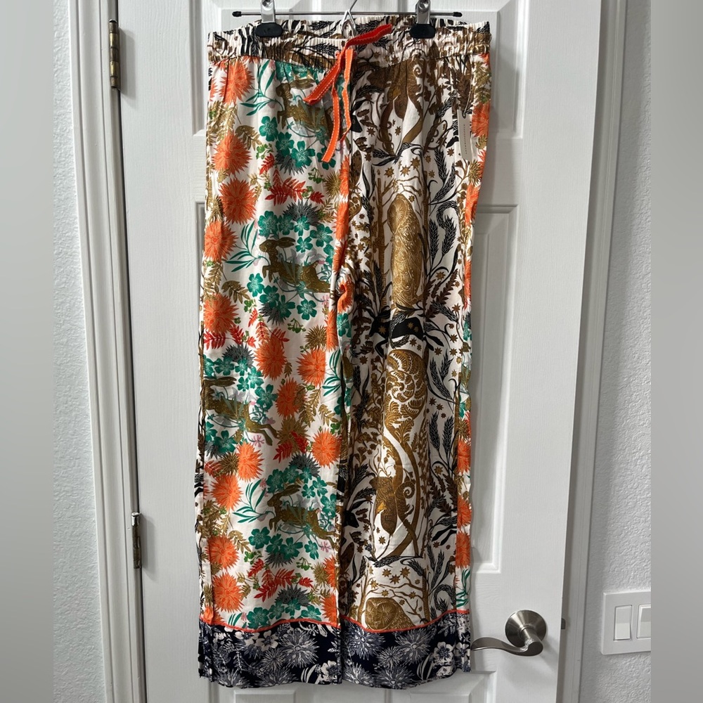 Anthropologie Cally Conway pajama bottoms lounge pants Large NWT woodland print